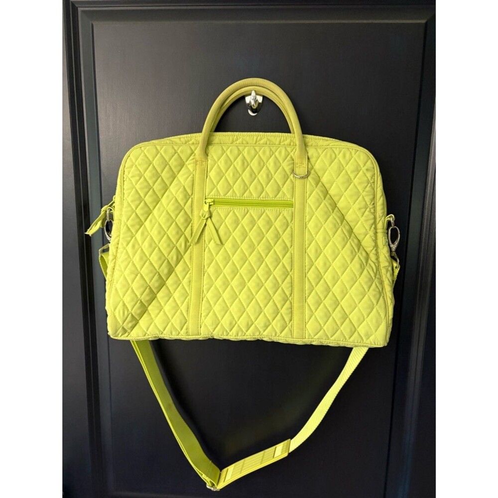 *Rare Vera Bradley lime green quilted weekend briefcase crossbody bag